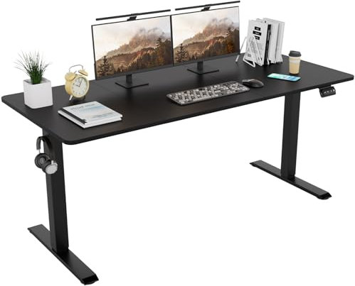 TRIUMPHKEY Bureau Assis Debout 160x70cm,Table Debout élévateur électrique avec 2 Hauteurs de mémoire Trou de Passage Hauteur de Bureau Réglable 71-119cm