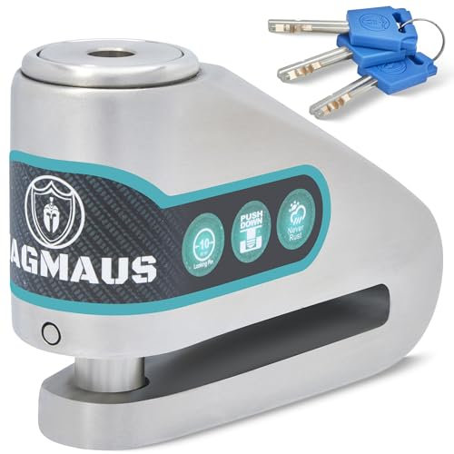 Magmaus® MBL05 [Antiruggine] Bloccadisco moto - [Alta Sicurezza] [Acciaio Inox 304] - Resistente alle Intemperie – Lucchetto Moto Antifurto - Adatto per Motociclette, Ciclomotori, Biciclette