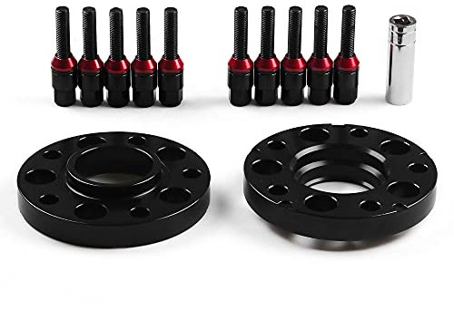 Spurplatten 5x112,Spurverbreiterungen Auto modifiziert 20mm Radflanschdichtdichtung for BMW E36 E46. Bolzen M12 * 1.5(Black)