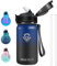 Grsta Gourde, Gourde Enfant Sans BPA, Gourde Isotherme 500ml, Gourde avec Paille, Facile à Ouvrir, Verrouillage Sécurisé, Gourde Anti Fuite, Réutilisable, pour Running, École, Bureau, Foot