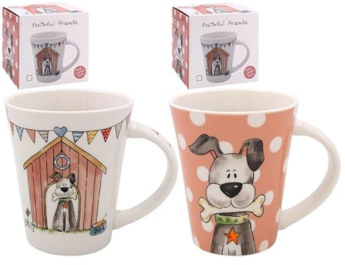 The Leonardo Collection Faithful Friends - Set of 2 - Dog with Bone Designs - Fine China Mugs