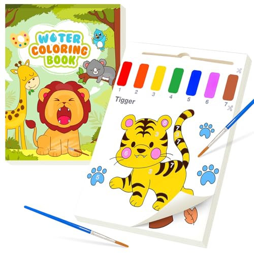 LIKYMO Colouring Book for Children - Water Painting Books for Kids Arts and Crafts Water Colouring Book 3 4 5 6 7 8 Year Old Boy Girl Gifts (Animals)