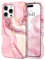 YINLAI for iPhone 16 Pro Max Case Marble Pattern 3 in 1 Full Body Rugged Hard PC Back Cover Bumper, Soft Silicone Drop Shockproof Protection Girly Women Case for iPhone 16 Pro Max, Rose Gold Pink