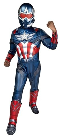MARVEL Captain America Official Youth Halloween Costume - Premium Quality Padded Jumpsuit with Plastic Mask (XL)