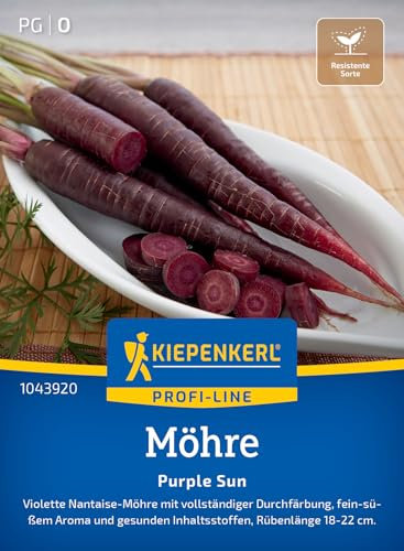 Kiepenkerl Profi-Line Möhrensamen Purple Sun 1043920 - Attraktive violette Karotten für Ihren Garten, langlebige Pflanzen dank gestaffeltem Anbau, Saatgut für 8-10 lfd. Meter