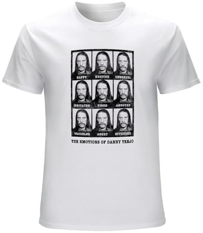 MAYIJIA Danny Trejo Emotions Machete Planet Terror Grindhouse Men's White T-Shirt Unisex Cotton Tee XXL