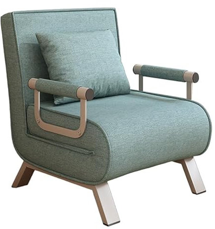 Schlafsessel Klappbar Recamiere mit Schlaffunktion 3 in 1 Klappstuhl Verstellbare Rückenlehne Abnehmbares Sitzkissen Schlafsofa Leinenstoff Metallgestell Belastbarkeit 160 kg(Green)