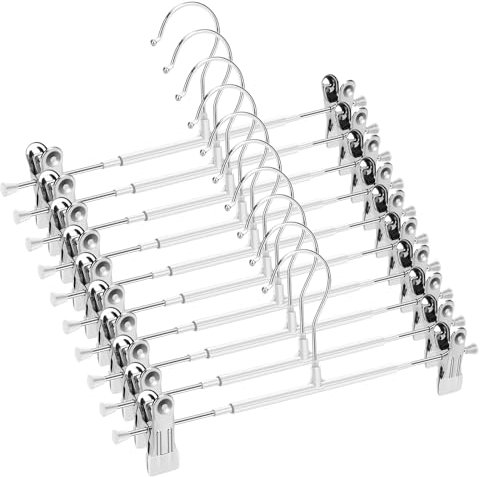 Mutsitaz 10 grucce per pantaloni in metallo, grucce per pantaloni, calze, gonne, 30 cm, con 2 clip antiscivolo