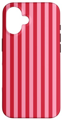 Niedliche rosa und rot gestreifte ästhetische vertikale Linien Hülle für iPhone 16