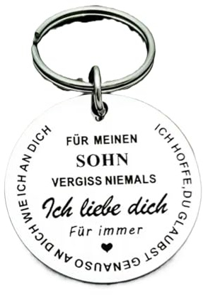 Runder Schlüsselanhänger mit Gravur – Geschenkidee mit Spruch – Edelstahl/Metall – mit liebevollem Spruch – Geschenk für Mama, Papa, Partner oder beste Freunde