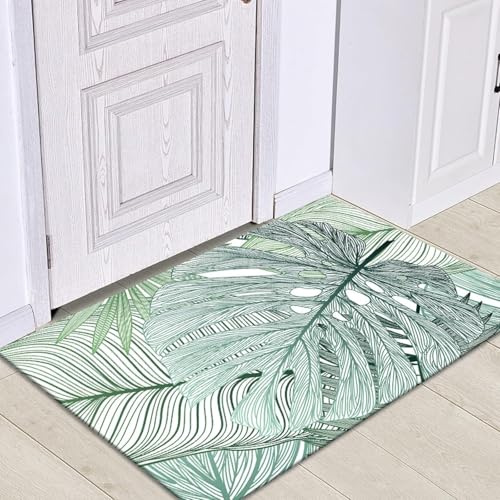 Fußmatten Indoor Tropical Green Leaves Badematte Super Soft Fußmatten Teppiche Anti-rutsch-Matte Bodenmatte Für Indoor Outdoor Wohnzimmer Küche Waschbare Türmatte Für, OneColor, 50x80cm