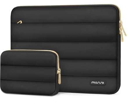 MOSISO Funda Portátil 14 Pulgadas, 14 Pulgadas Puffy Laptop Bolsa Compatible con HP Lenovo DELL ASUS Acer DELL Latitude y Lenovo IdeaPad, Horizontal Poliéster con Estuche Pequeño Bolsa,Negro