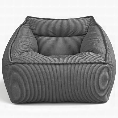 Aiire Sillón Puff con Relleno Incluido - Puf Gigante para Salon, Dormitorio y Habitación Juvenil - Funda en Pana Premium Desenfundable y Lavable - Bean Bag XXL Moderno para Adultos [100x100x80]
