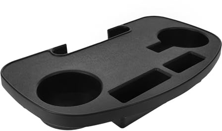 Schwarzer Sesselbecherhalter aus Kunststoff mit Drainage 31,2x18,2x4cm | Wetterfest, Rutschfeste Ablage mit Rillen, Passend für Liegestuhl und Strandtag, Praktische Lösung