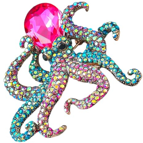 Oktopus Brosche mit Strass, Legierung, Damen Schmuck