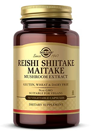 Solgar Reishi, Shiitake y Maitake | Extracto de Hongos | 50 Cápsulas | Combinación concentrada de hongos asiáticos · Ricos en fitoquímicos