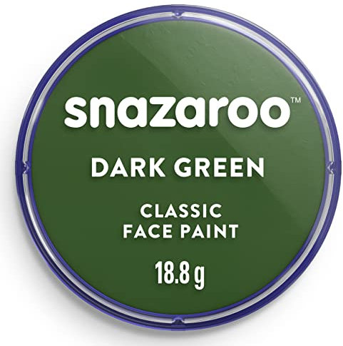 Snazaroo 1118455 Schminkfarbe - Dunkelgrün, 18ml Topf - hautfreundliche Gesichtschminke auf Wasserbasis, wasservermalbar, parabenfrei, Face & Bodypaint Farbe für Kinder & Erwachsene