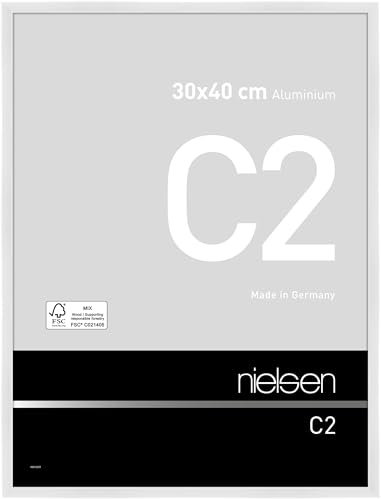 nielsen Bilderrahmen, 30 x 40 cm, Aluminium, Weiß glanz, Fotorahmen zum Aufhängen im Hoch- & Querformat, Echtglas, C2