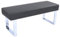 Armen Living Amanda Bank in grauem Kunstleder und Chrom-Finish, 48 x 19 x 18 cm