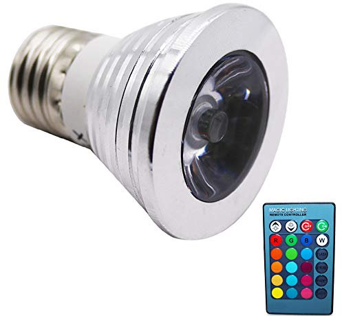 E27,3W LED, illuminazione mobili domestici gioielli, colorato 16 colori, cambiamento di colore con telecomando 24 chiave Controll, AC 85 – 265 V RGB Faretto, 1 pezzo, E27, 3.00 wattsW, 220.00 voltsV