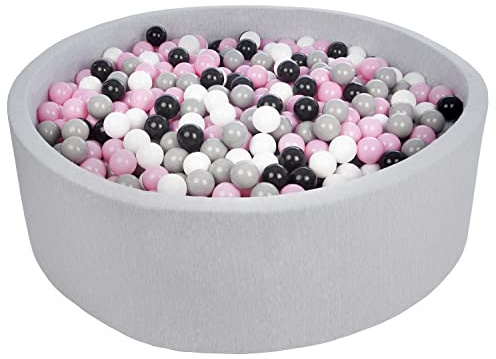 Velinda Bällebad Ballpool Kugelbad Bällchenbad Bällchenpool KinderPool 1200 Bälle/O125cm (Farbe der Bälle: schwarz,weiß,rosa,grau)