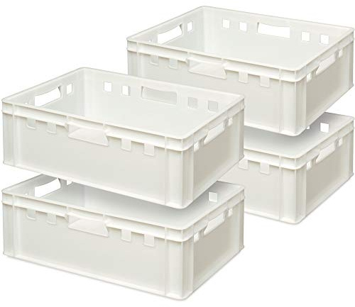 BRB 4x Fleischkasten E2, LxBxH 600x400x200 mm, PE-HD, lebensmittelecht, weiß