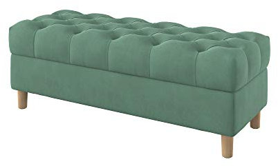 Furninero - Tiefer gepolsterter Sitzbank Sitzhocker Sitzruhe Betthocker Ottomane, mit Stauraum, Gerundete Beine, 120 cm breit, Majestic Velvet Mint Stoff (Licht zu reinigende), Grün