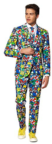 OppoSuits Lustige Verrückt Abschlussball Anzüge für Herren - Komplettes Set: Jackett, Hose und Krawatte,Mehrfarbig,56