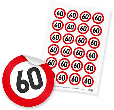 itenga 24x Sticker 60 Verkehrsschild (Motiv 107)