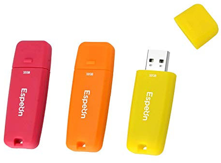 Espeon 3-Pack 32GB USB 2.0 Flash Drive, Vibrant colours - Orange, Yellow, Red