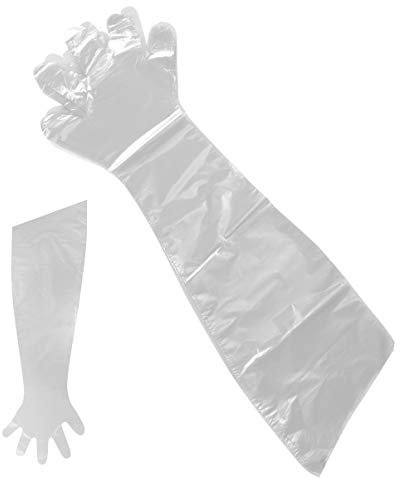 Artibetter Disposable Clear Gloves 50PCS Long Arm Plastic Gloves Latex Free Powder Free Gloves Cleaning Gloves Hand Protector