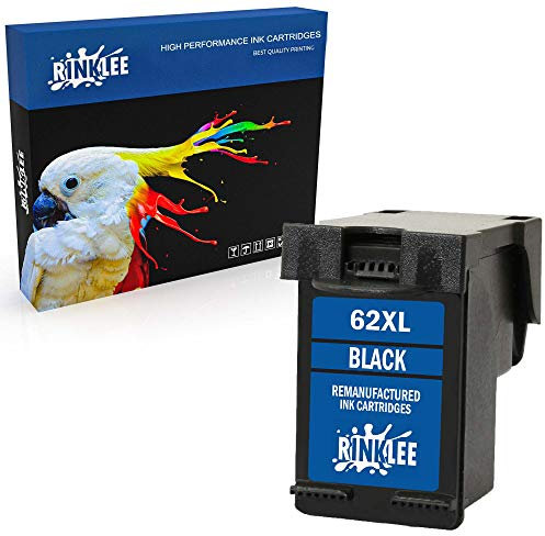 RINKLEE Wiederaufbereitete Tintenpatrone für HP 62 62XL kompatibel mit HP Envy 5540 5600 5640 5642 5643 5644 5646 5660 5665 7600 7640 7645 Officejet 5740 5742 5744 5745 5746 8040 8045 | Schwarz