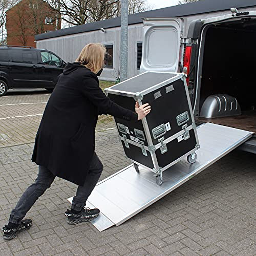 TRUTZHOLM 1 x Breitrampe 214 x 74 cm Traglast 600 kg Alu grau geriffelt Auffahrrampe Eventrampe Laderampe