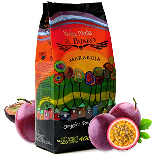 Yerba Mate Tee El Pajaro | PASSIONSFRUCHT | Mate-Tee mit Passionsfrucht | Yerba mate-tee mit Frucht und Kräuter | Starke Stimulation, Hohe Qualität | Yerba Mate Tee loose leaf 400g