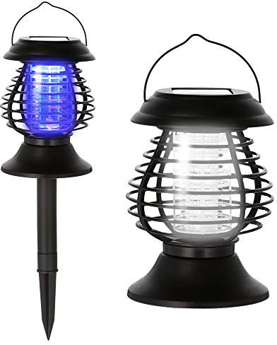 Cepewa Solar LED Dekoleuchte Moskito Killer Lampe Insektenvernichter Leuchte 4in1 mit Tageslichtsensor