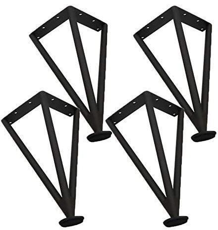 Lot de 4 Pattes de Meuble en Acier Inoxydable Pieds de Meuble Ajustable Pieds de Support en Métal Triangle Table Canapé Lit Meubles Jambes Mobilier Remplacement,Noir(20cm)
