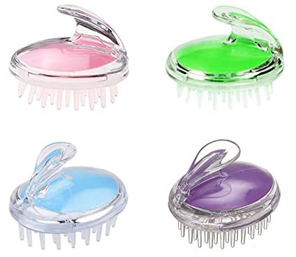 4 Piezas Cepillo Pelo de Silicona,Masajeador Cuero Cabelludo, Masaje de silicona para el cuero cabelludo para la ducha, Cuidado del cuero cabelludo Masaje Baños Peine para mascotas[Mojado & Seco]