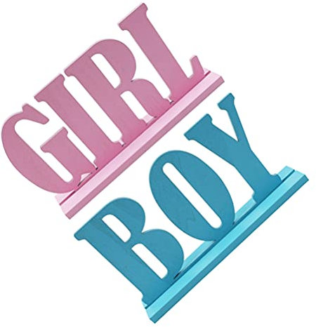 PRETYZOOM Geschlecht Offenbaren Party Dekoration Holzschrift Boy Girl Holzbuchstaben Deko 2 Stück Babyparty Holzscheiben Foto Requisiten Baby Shower Deko Boy or Girl Party Zuhause Dekoration