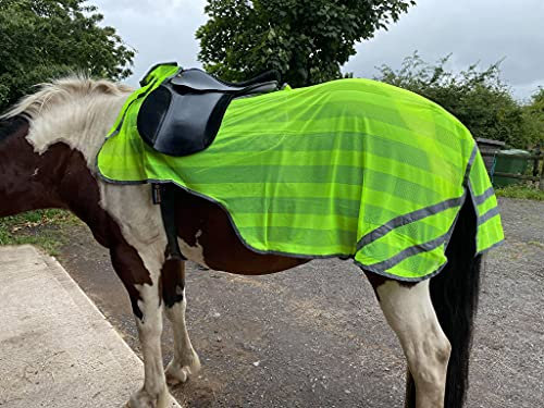 Equipride Reflex Hint-Übungsdecke, hochsichtbar, Vierteltuch, Sattelspalt, Voll/Cob/Pony, Neongrün (Pony)