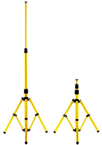 Lospitch Teleskop Stativ für Baustrahler, Höhenverstellbar Strahler Stativ, Flutlicht Stativ Gelb, Baustrahlerstativ Flutlicht Ständer für Strahler