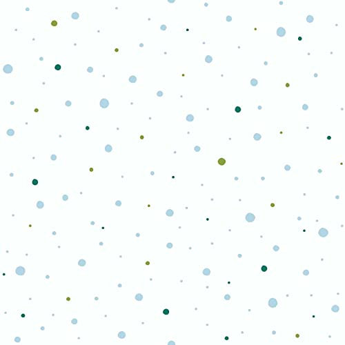 Helle Tapete mit Punkten | Babyzimmer Vliestapete blau und grün gepunktet | Verspielte Kinderzimmer Wandtapete für Jungen und Mädchen