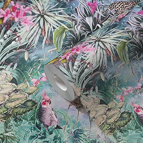 A.S. Création 381791 Papier peint intissé avec animaux Vert/rose 10,05 x 0,53 m Fabriqué en Allemagne