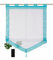 Devola Voile transparent Scheibengardinen mit zweifarbigen Design mit Quaste Fenster Gardinen Panneaux mit Tunnelzug Gardine HxB 140x45cm Türkis 1er Pack