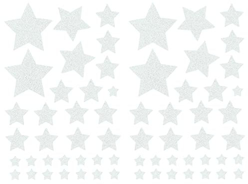 Oblique Unique® 64 Sterne Sticker Stern Aufkleber mit Glitzereffekt für Weihnachten als Weihnachtsdeko zum Basteln Dekorieren Scrapbooking Spielen (Weiß)