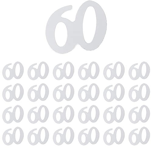 Abaodam 1200 Stück Nummer 60 Konfetti Party Supplies Tischkonfetti Dekoration für Geburtstag Jahrestag (Silber)