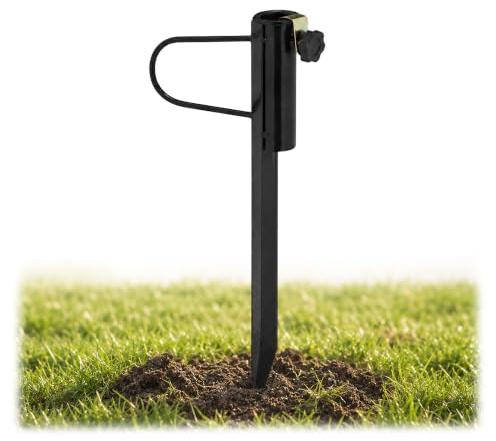Relaxdays Pincho Sombrilla, Grosor Poste Parasol hasta 32 mm Ø, para Jardín y Playa, Soporte Sombrillas, Acero, Negro