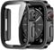 Amizee 2 Stück Hard Hülle Kompatibel mit Apple Watch Series 9/8 Series 7 45mm Schutzhülle mit Tempered Glass Displayschutz, Ultradünn Kratzfeste Schutzhülle für iWatch 45mm (Schwarz)
