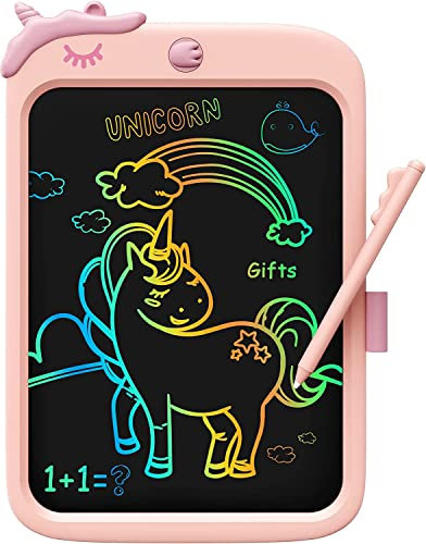 TEKFUN LCD Schreibtafel Kinder10 Zoll Bunte Zeichenbrett, Einhorn Spielzeug ab 3 4 5 Jahre Junge Mädchen Zaubertafel Maltafel, Kinder Lernspielzeug Geburtstags Geschenke für 3+ Jahre