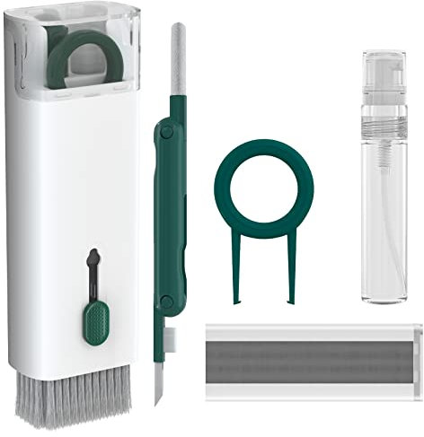 7 en 1 Keyboard Cleaning Brush Kit - Cepillo Limpiador de Teclado Herramienta Limpieza Auriculares Extractor de Teclas Multifunción Extractor de Polvo para Laptop Auriculares, Verde Oscuro
