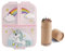 OM SUPPLIES Lonchera reutilizable con diseño de unicornio, 3 compartimentos, para niños, escuela, incluye 12 lápices de tamaño medio (unicornio)